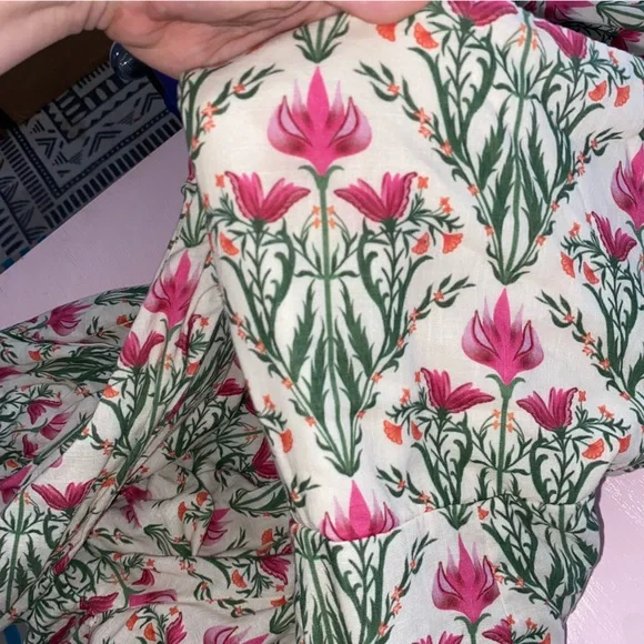 Espescia x Anthropologie off-shoulder floral-printed romper Pleated Front Spring - Picture 15 of 16